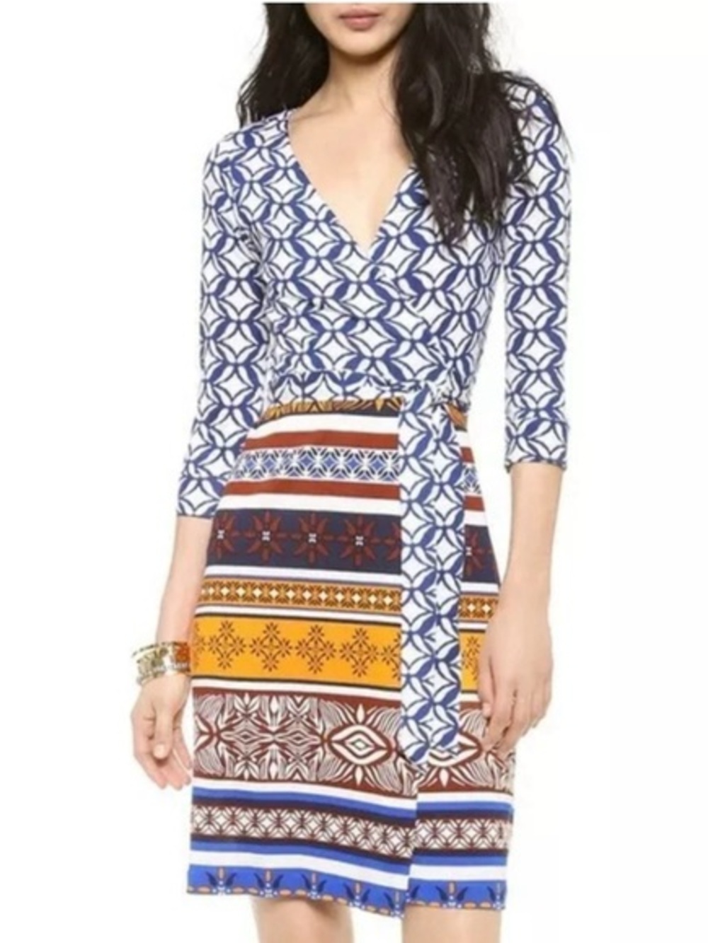 Diane Von Furstenberg 100% Silk New Julian Two Desert Band Wrap Dress